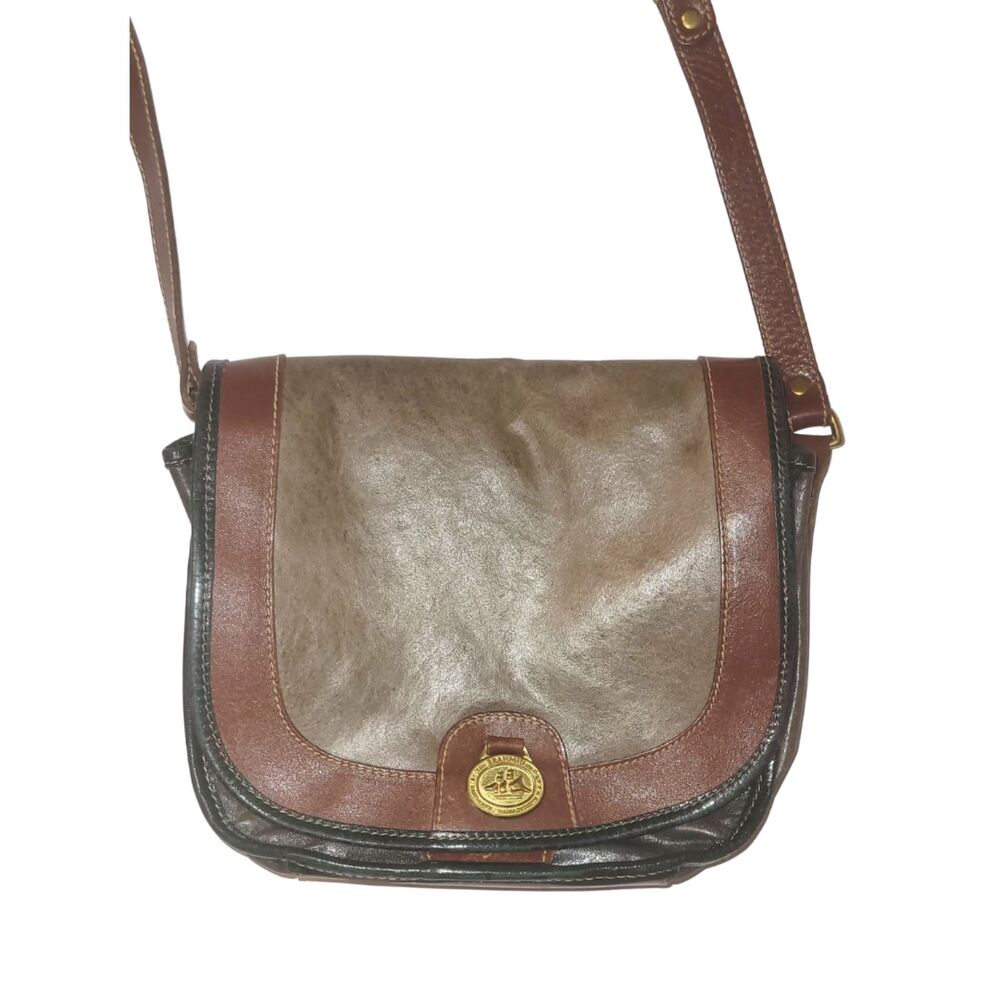 Brahmin Vintage Tri Tone Leather Crossbody Bag Academia Core